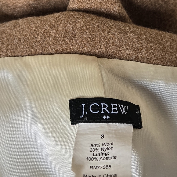 J. Crew Y2K Classic Wool Tan Equestrian Preppy Academia Women's Blazer Size 8 - Picture 6 of 8